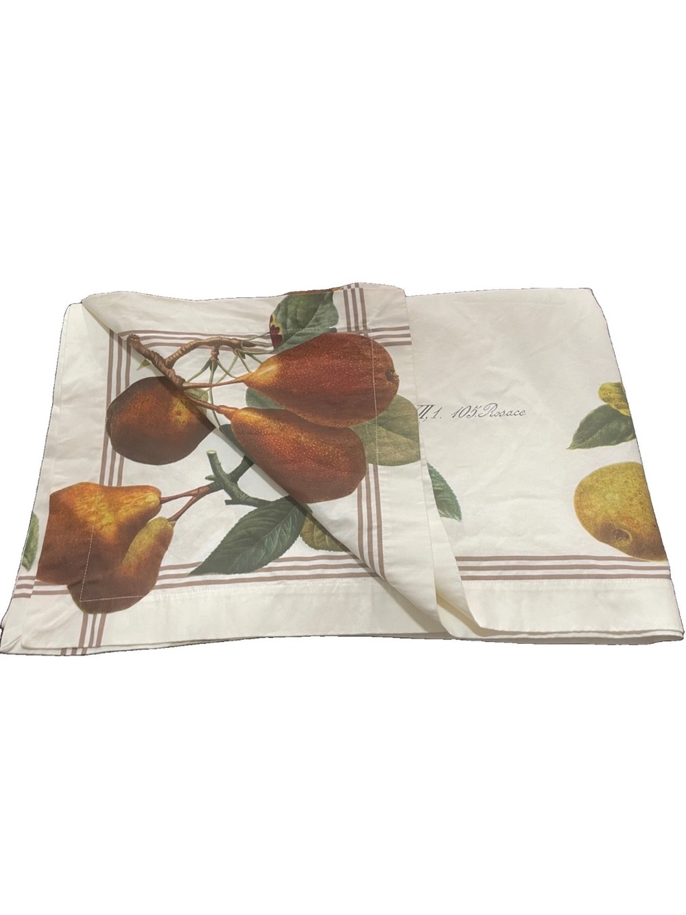 Williams Sonoma Pear Botanical Tablecloth 67x106 Cotton French Country Fruit
